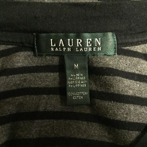 Lauren Ralph Lauren Striped V Neck Shirt - Picture 3 of 4